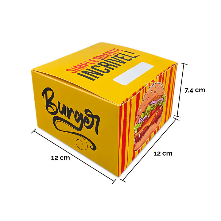 Caixa para Hambúrguer Delivery Premium - Padrão (Amarela) 200 Unidades - Master